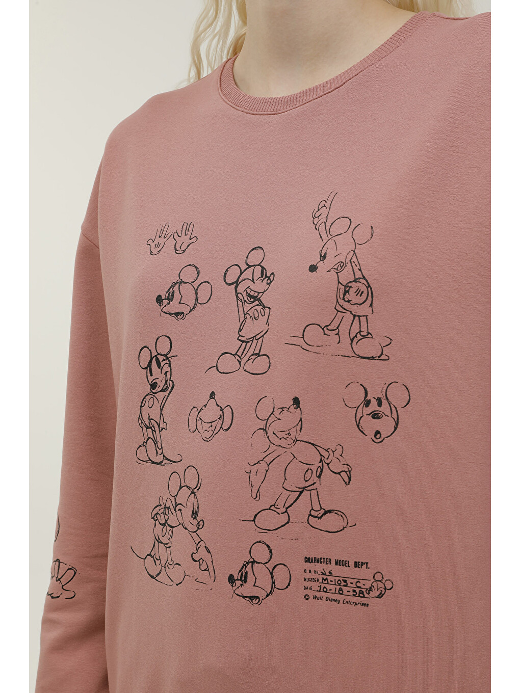 W-GFL33 MICKEY AOP SWEATS Açık Pembe Kadın Sweatshirt-3
