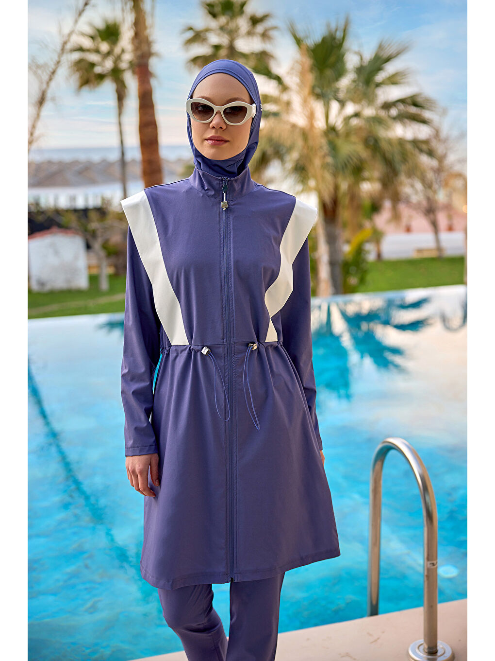 Tam Kapalı Tesettür Mayo M2526-2 İndigo-2