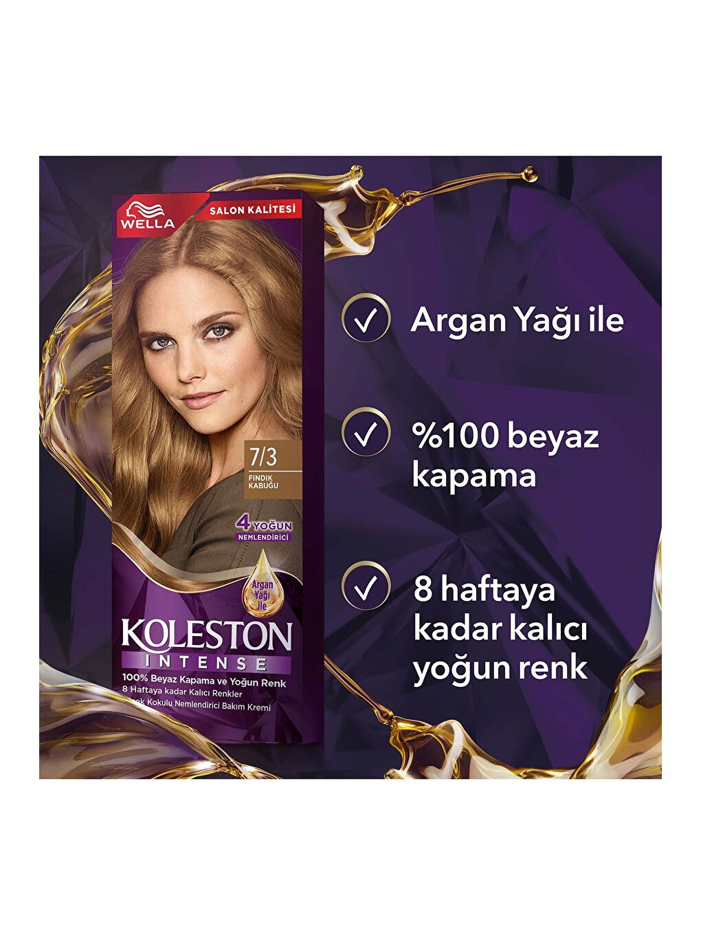 Wella Renksiz Koleston Intense Saç Boyası 7/3 Fındık Kabuğu - 5