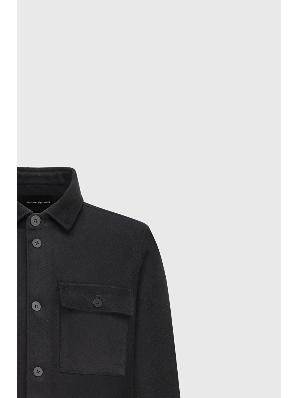 Erkek Siyah Relax Fit Gömlek Yaka Cepli Polar Gömlek-8