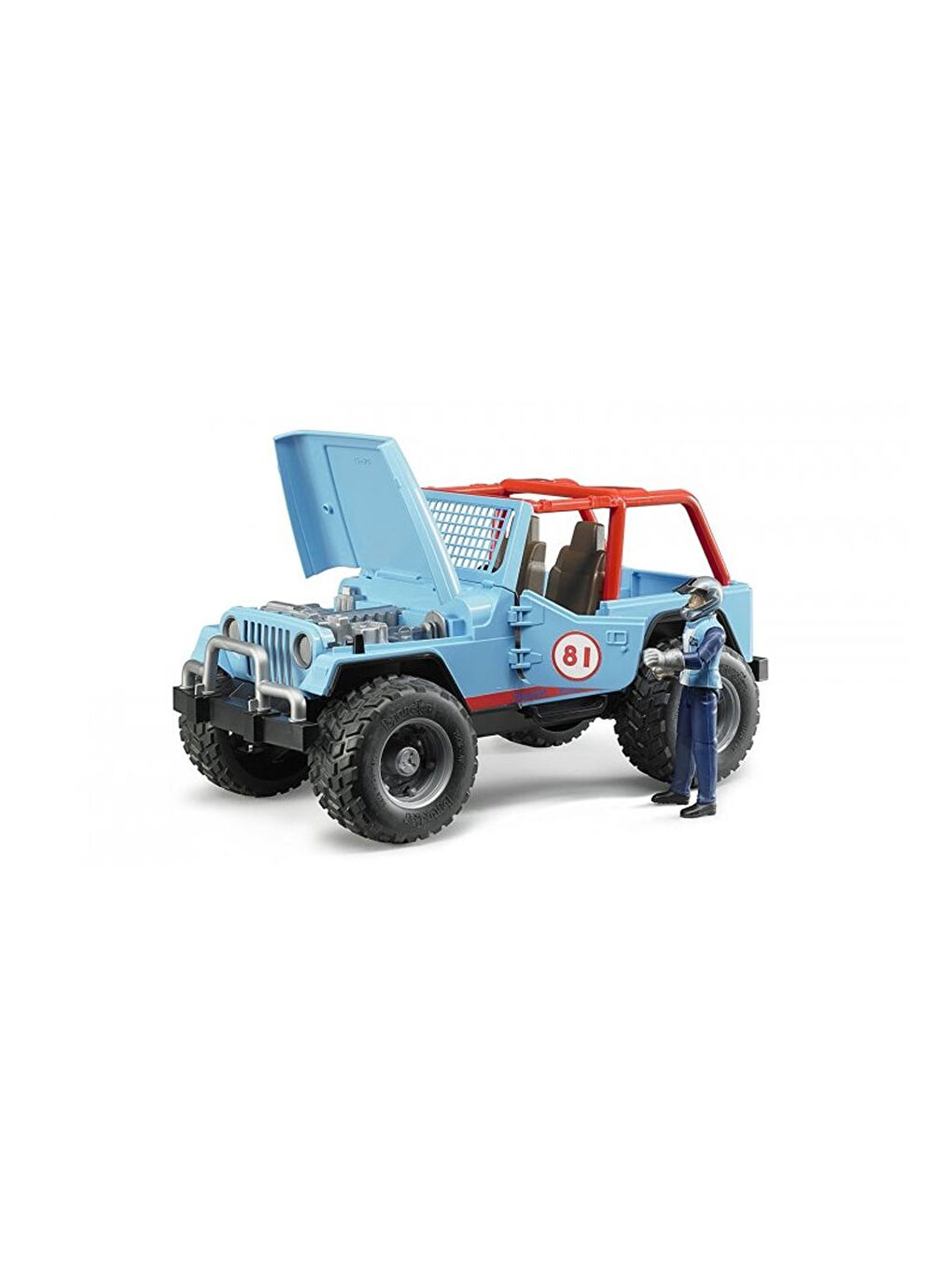 Oyuncak Jeep Cross Safari Aracı KasklıPilotu Mavi BR02541-1