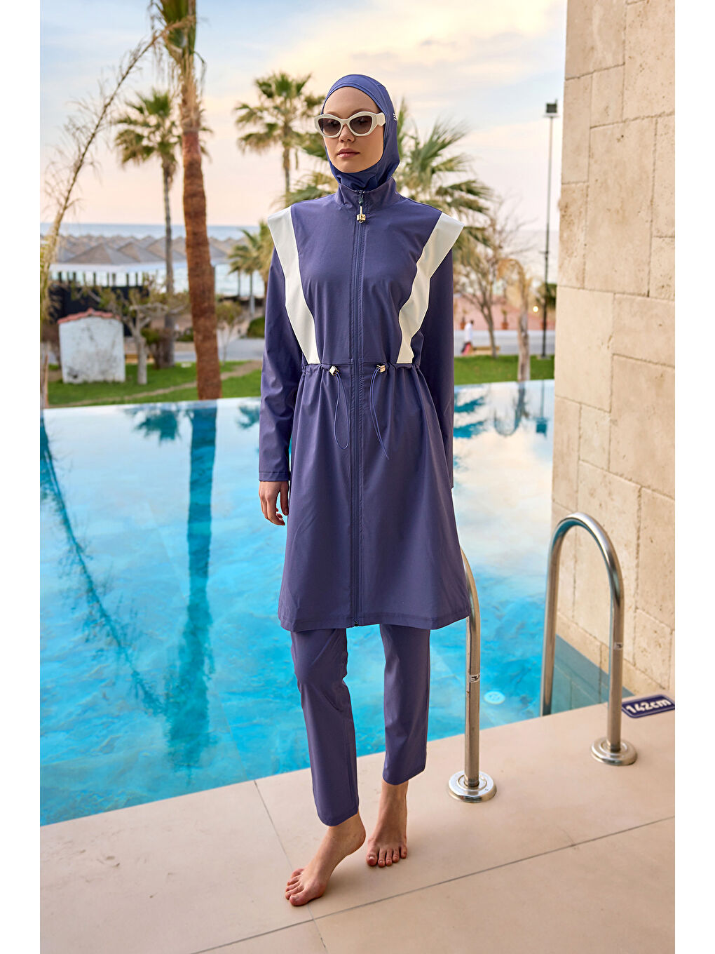 Tam Kapalı Tesettür Mayo M2526-2 İndigo-4