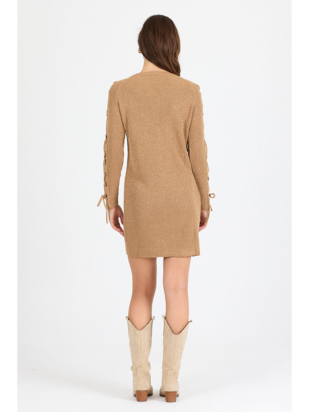 Kahverengi Kadın Triko Tunik 2405 (Standart Beden s-m-l-xl Beden Uyumludur)-2