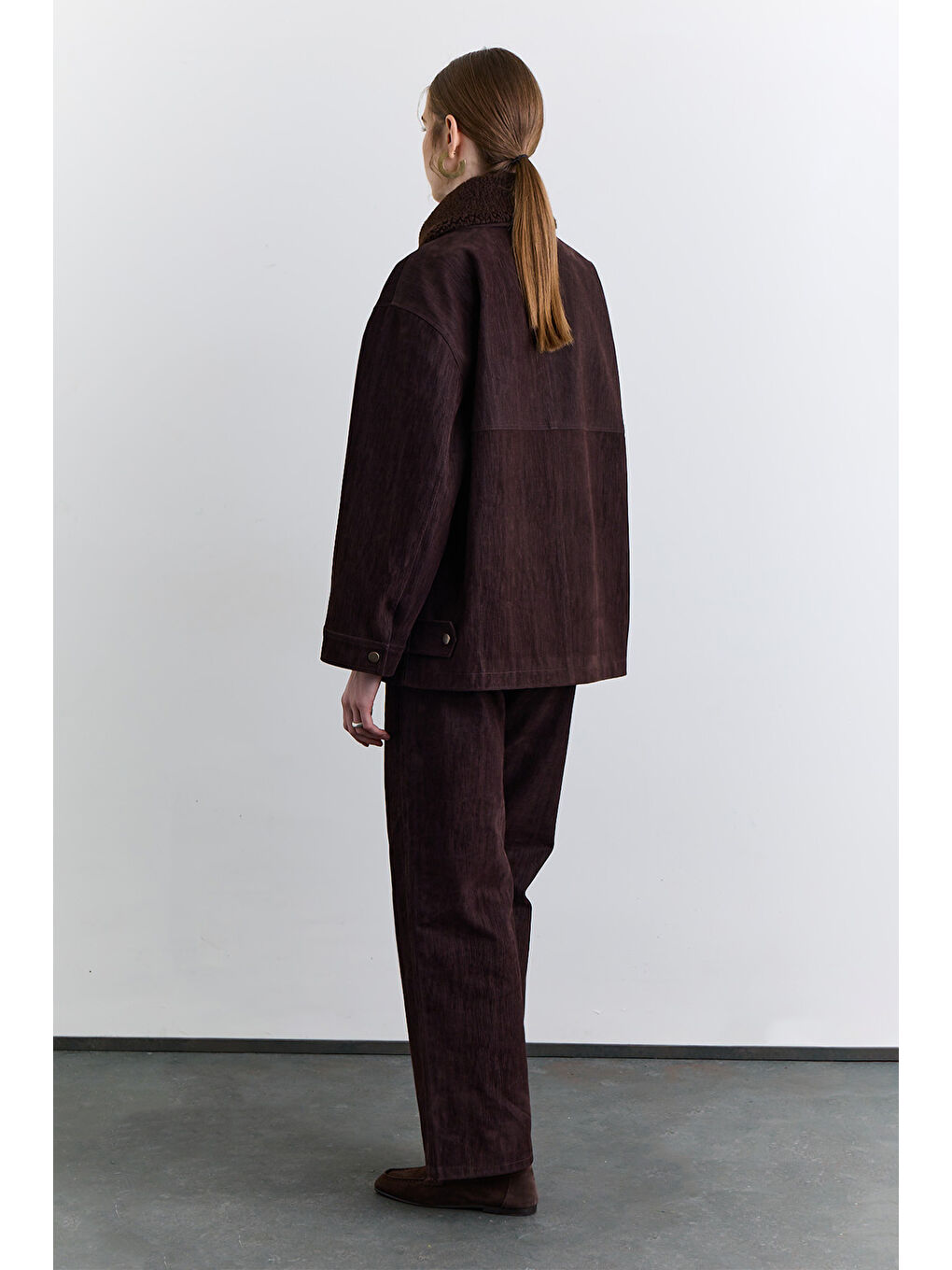 Yakası Kürklü Nature Ceket Kahverengi-7