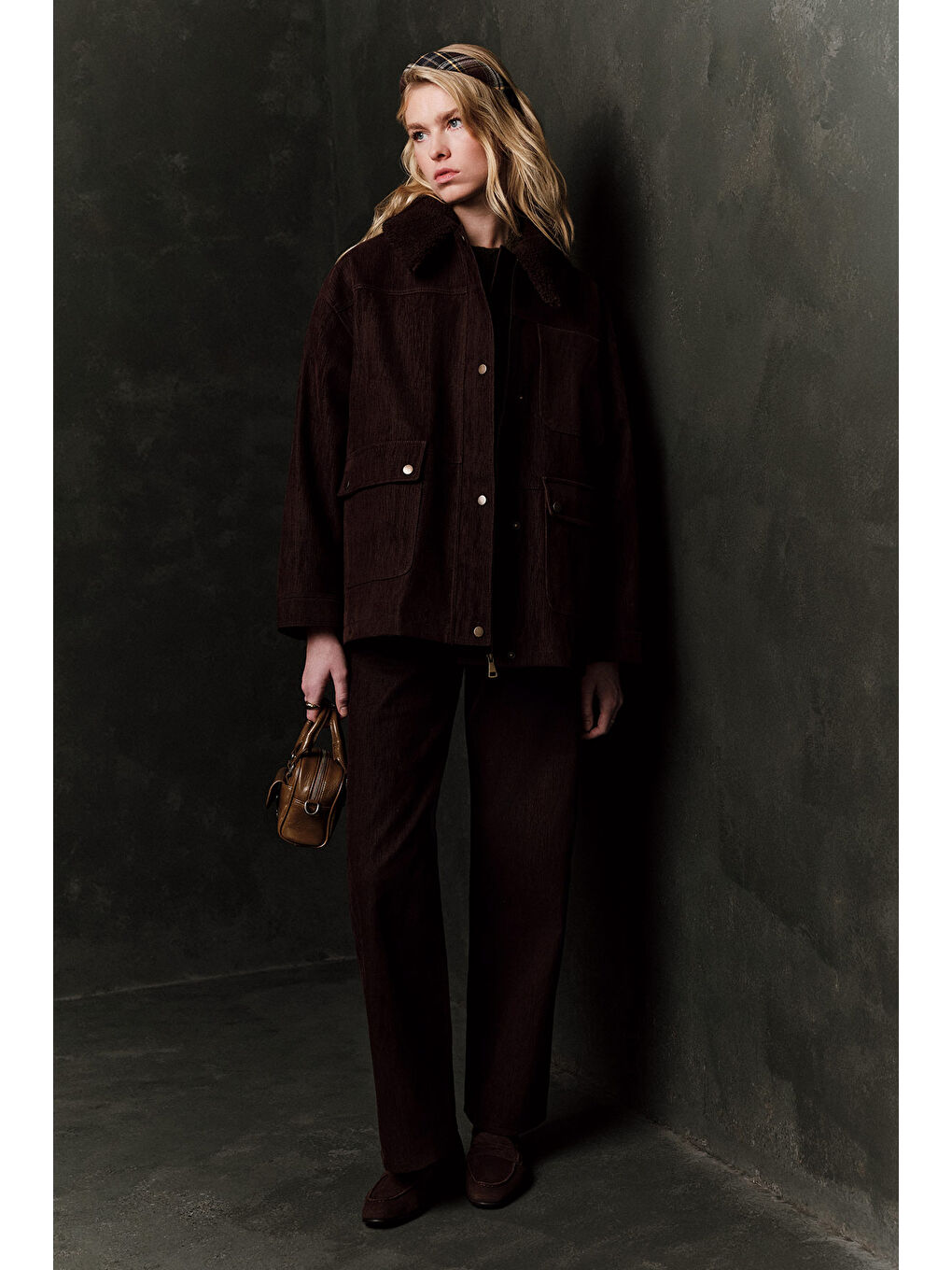 Yakası Kürklü Nature Ceket Kahverengi-1