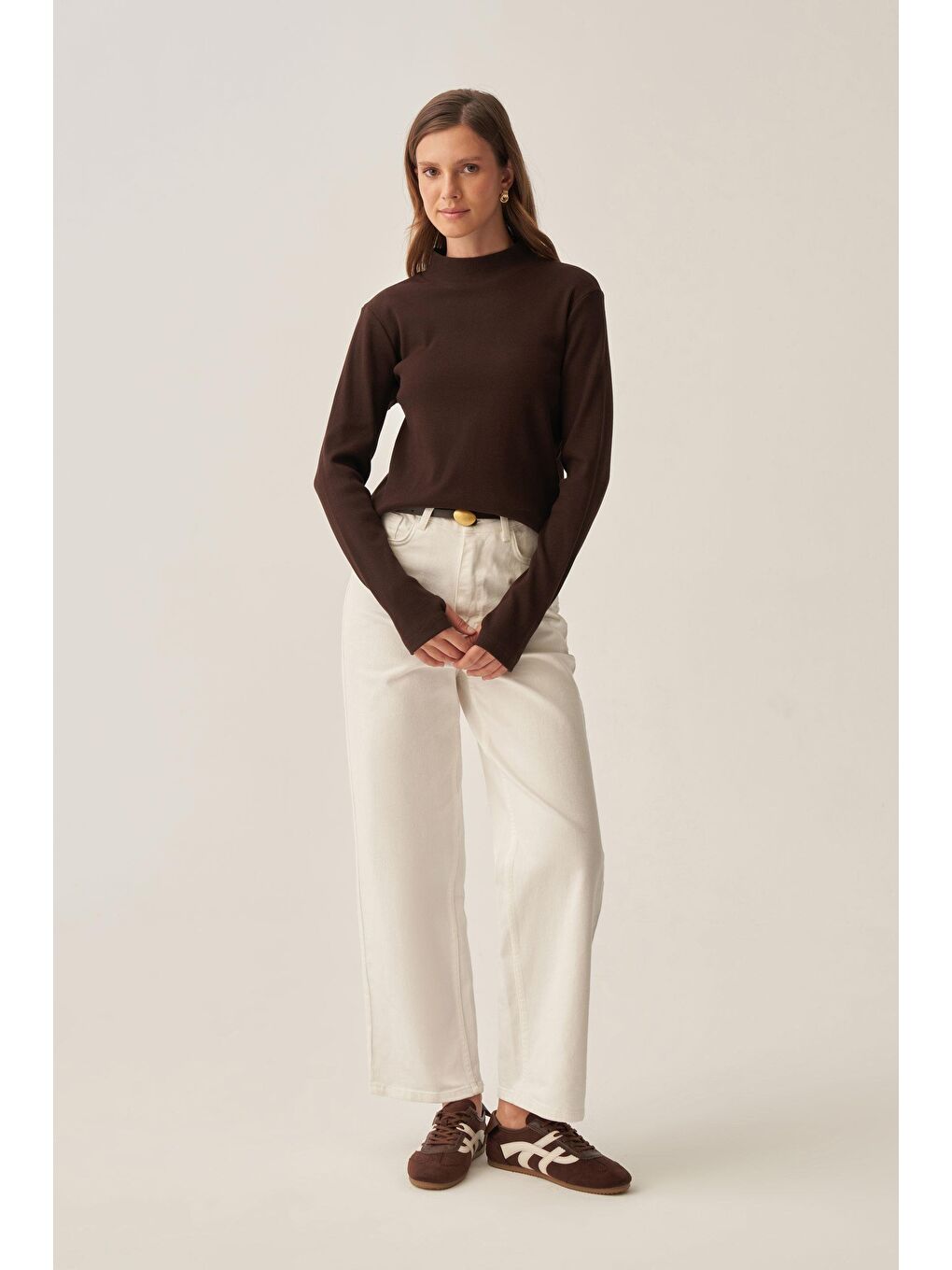 Kahverengi Kahve-Parmaklıklı Balıkçı Yaka Body-1