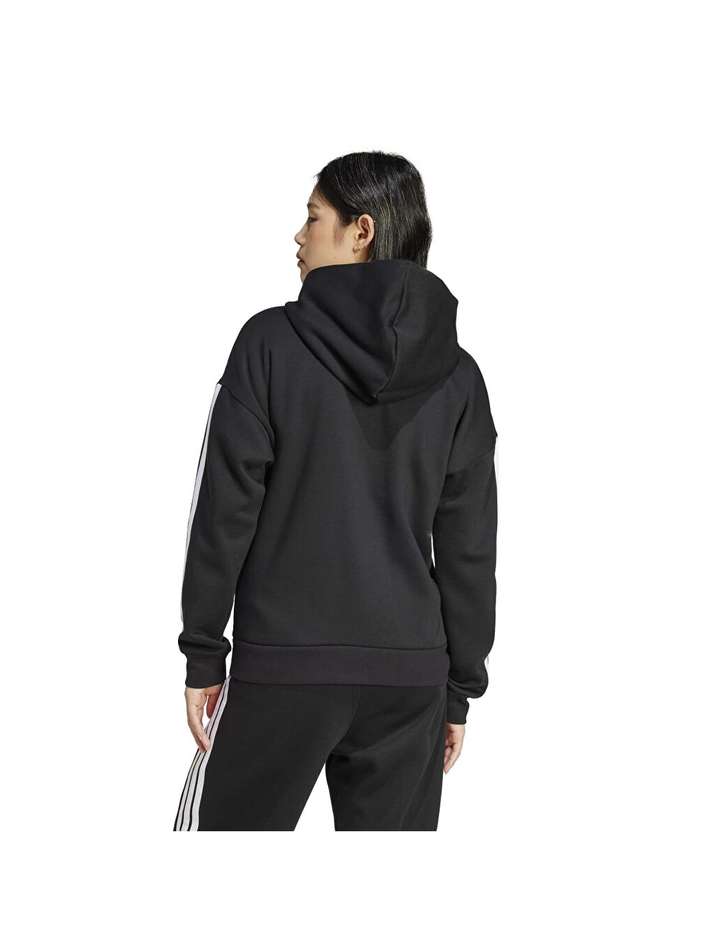 Karışık 3 Stripes Fleece Kadın Kapüşonlu Ceket-1