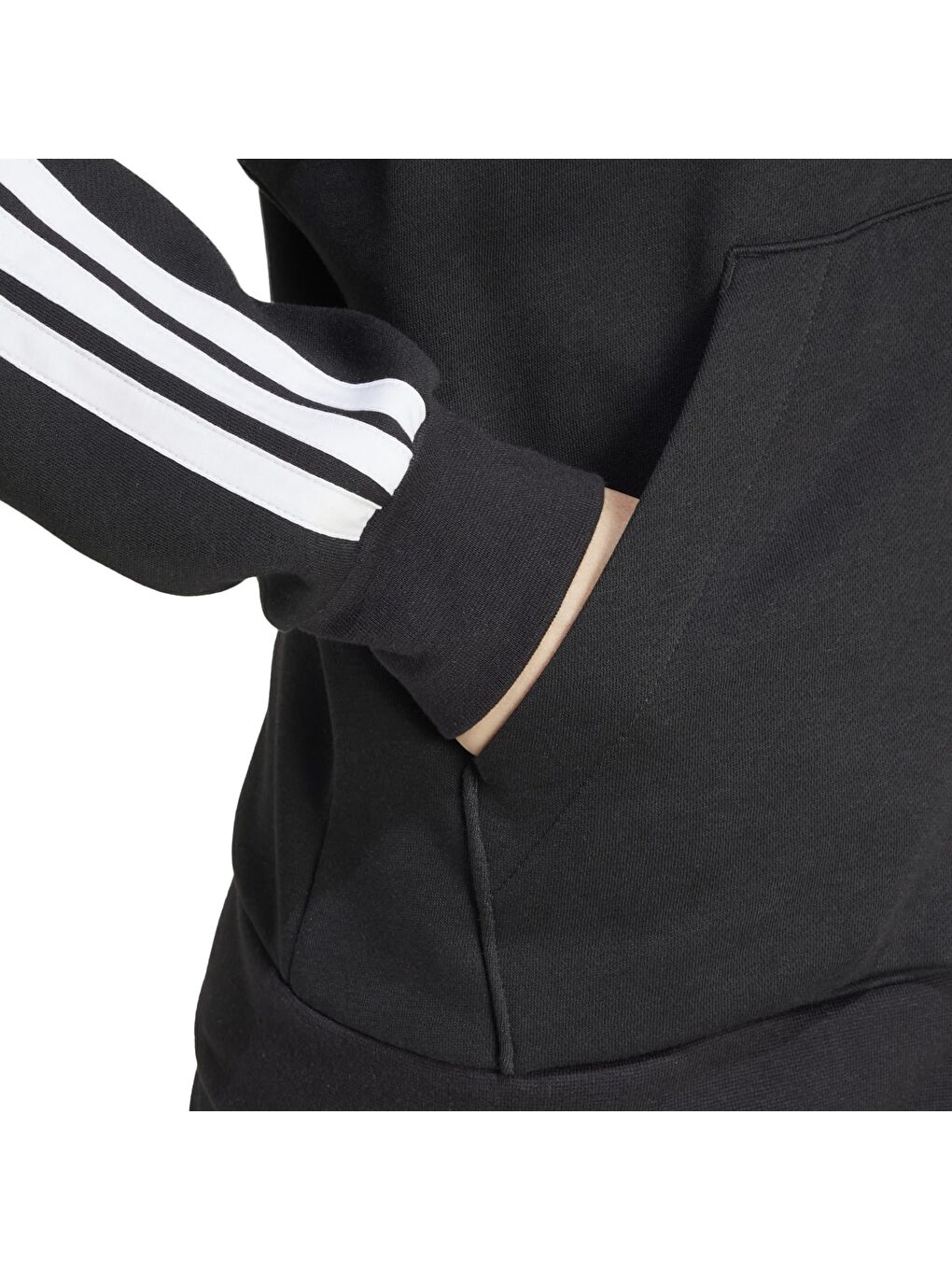 Karışık 3 Stripes Fleece Kadın Kapüşonlu Ceket-4