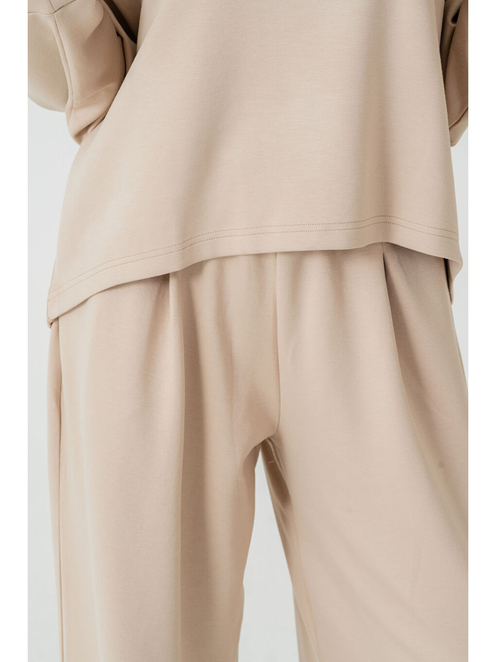 Bej Kapüşonlu Kadın Sweat Takım-8