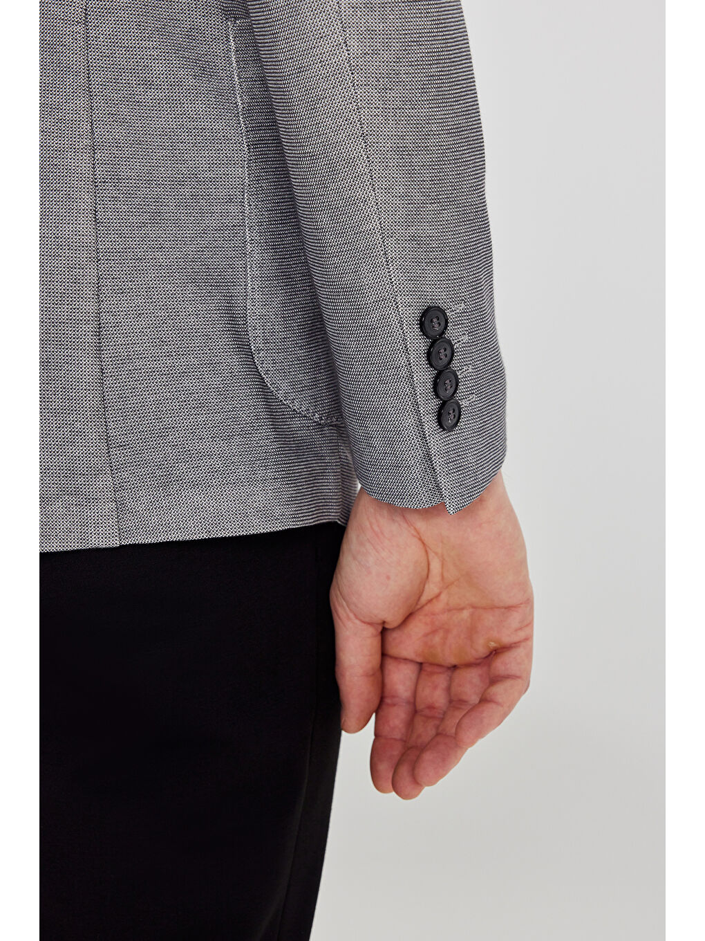 Erkek Antrasit Pamuklu Slim Fit Dar Kesim Mono Yaka Torba Cepli Blazer Ceket-4