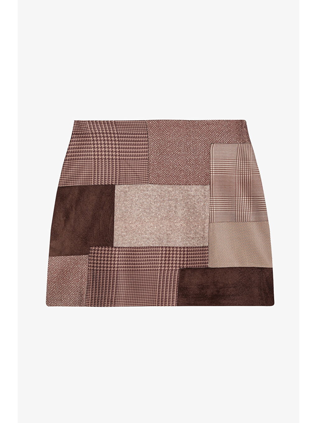 Patchwork Mini Etek Kahverengi