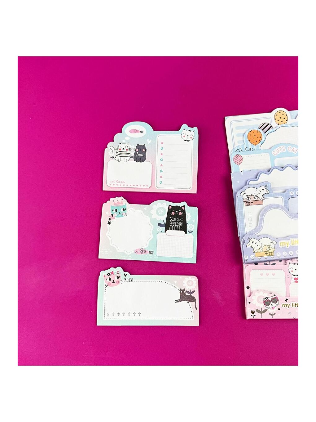 3 lü Sevimli Kedi Tasarımlı Post it-3