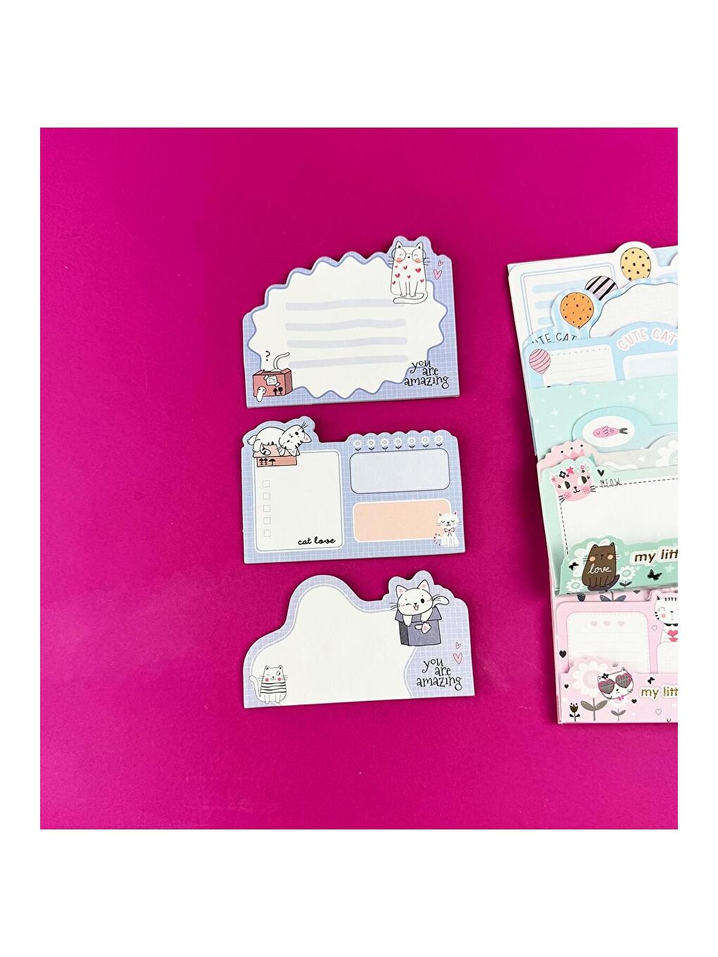 3 lü Sevimli Kedi Tasarımlı Post it-5