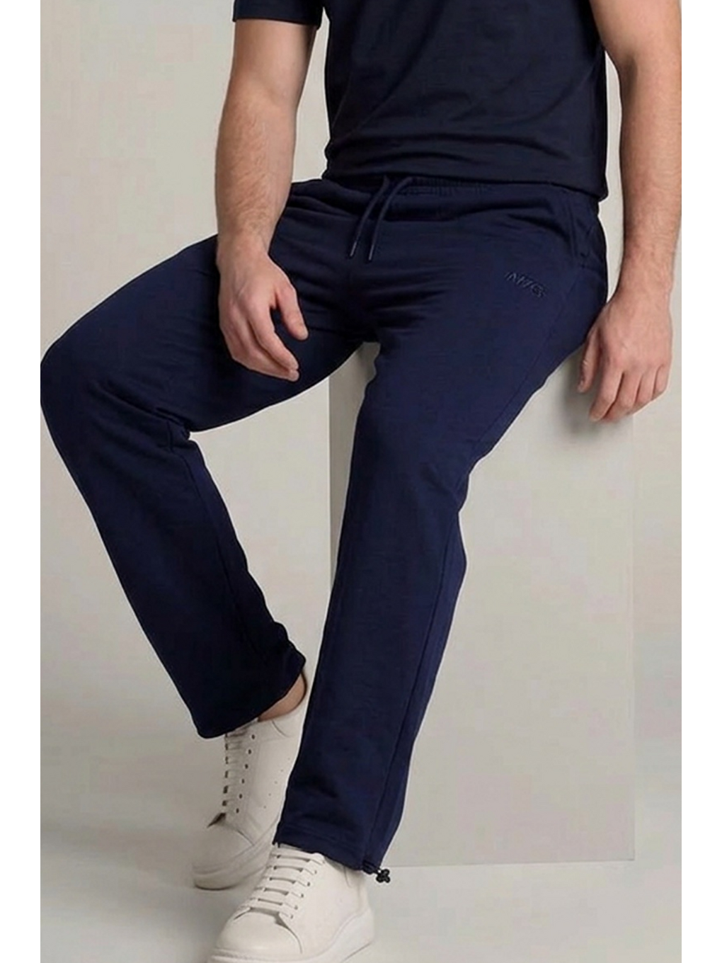Erkek Trend Baskılı Beli Lastikli Lacivert Baggy Eşofman Altı-5