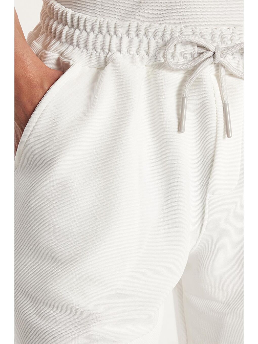 Erkek Standart Fit Pamuklu Fermuarlı Polo Yaka Tişört Beli Bağcıklı Beyaz Şort Takım-3