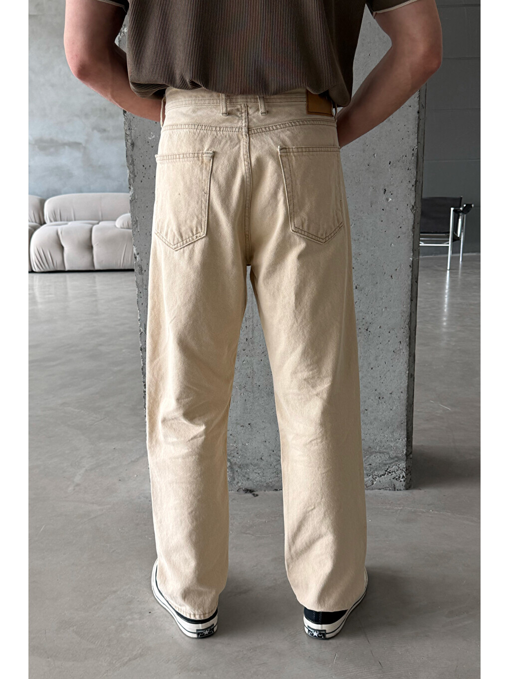 Bej Erkek Regular Jean Pantolon-4