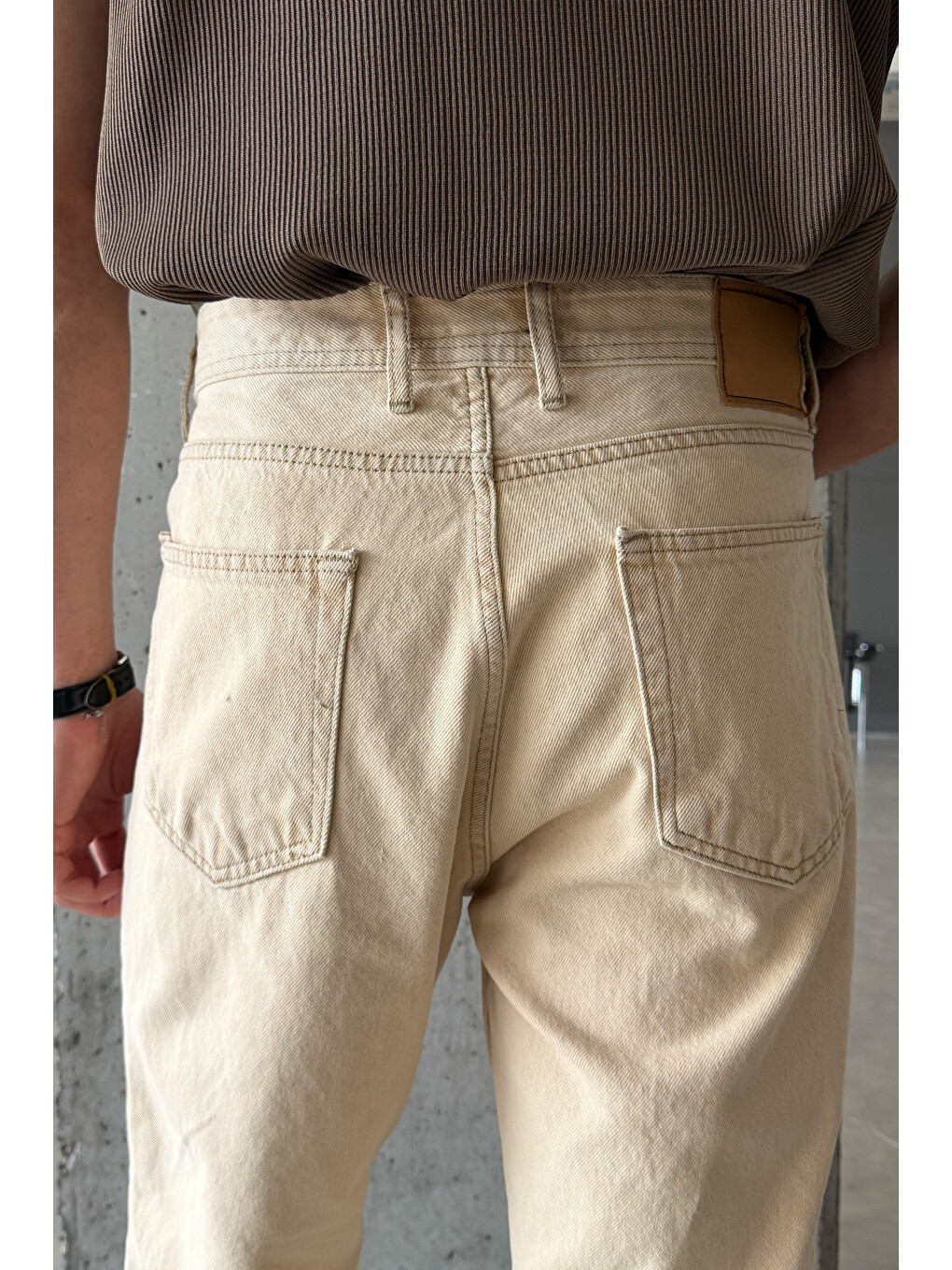 Bej Erkek Regular Jean Pantolon-5
