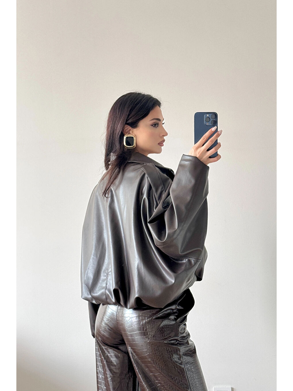 Kahverengi Kadın Kahve İnce Deri Ceket 0999-8501-4