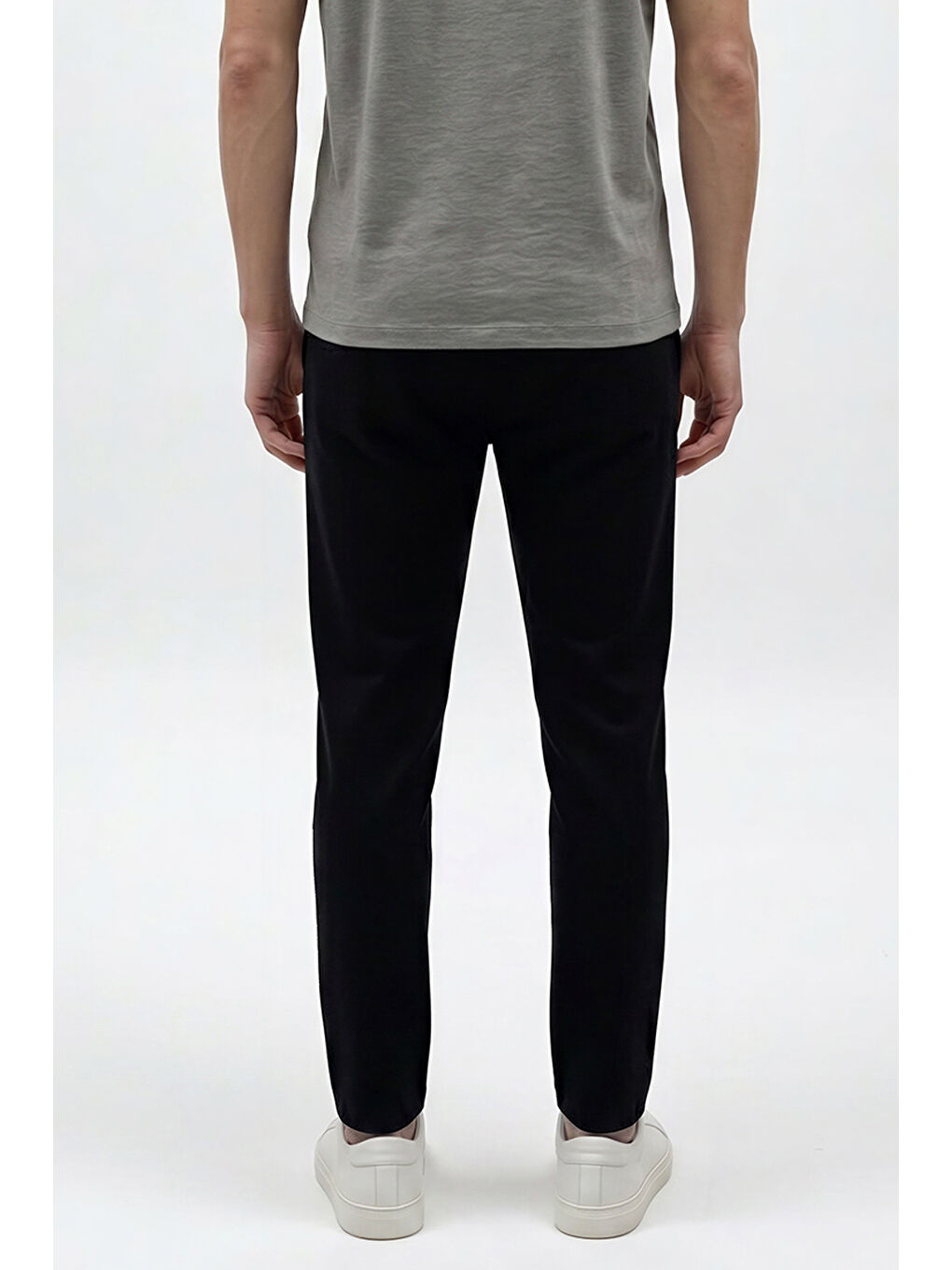 Erkek Siyah Jogger Slim Fit Dar Kesim Yan Cepli Beli Bağlamalı Pantolon-4