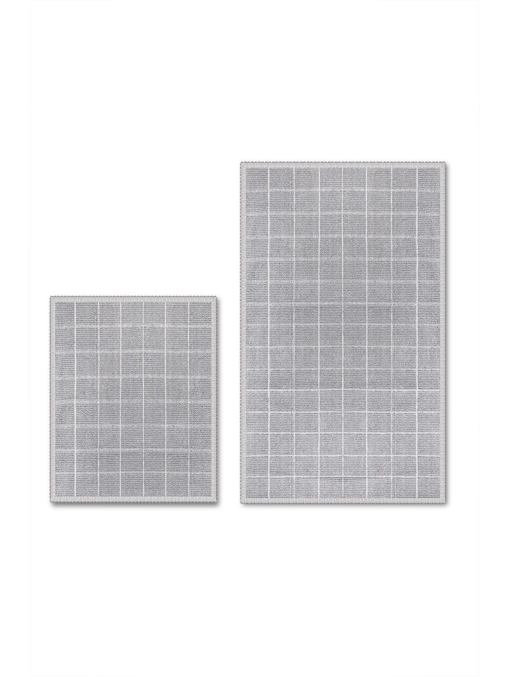 Gri Basıd Grıd Doğal Pamuklu 2'li Banyo Paspas Seti 60x100 50x60 GRİ