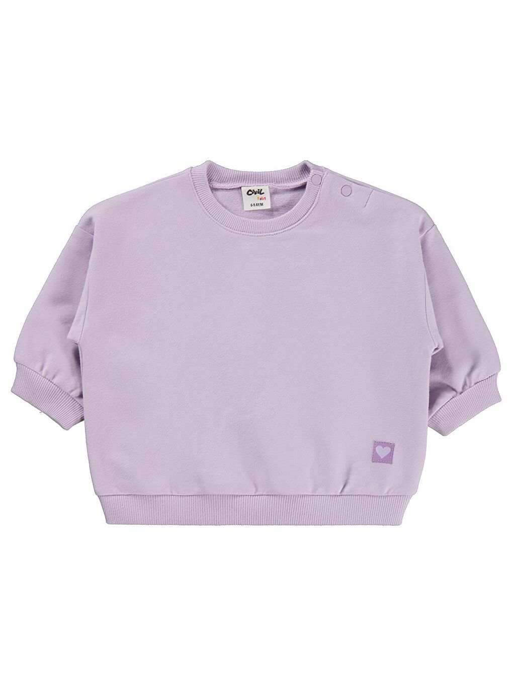 Baby Basic Kalp Etiketli 6-18 Ay Sweatshirt - Lila 12-18 Ay