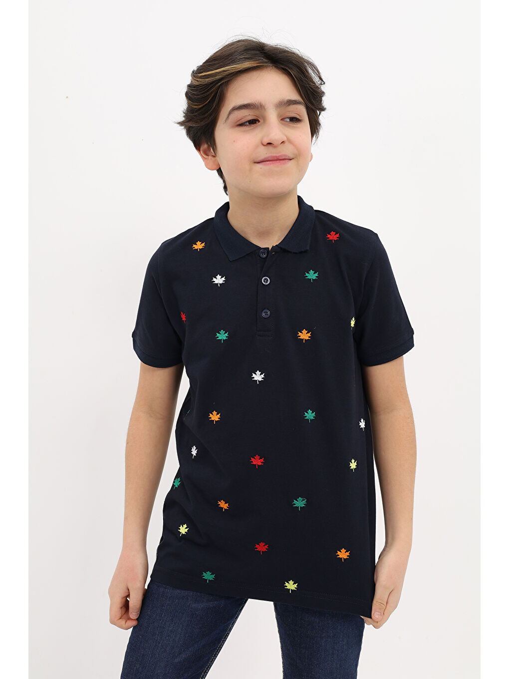 Lacivert Erkek Çocuk Nakışlı Tişört