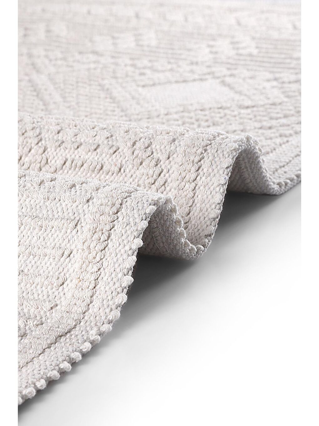 Ekru Bukle Bohem Doğal Pamuklu 2'li Banyo Paspas Seti 60X100+50X60 CM - EKRU-3