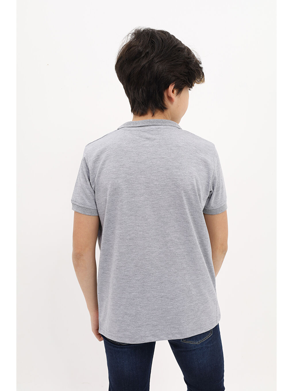 Gri Erkek Çocuk Nakışlı Tişört-2