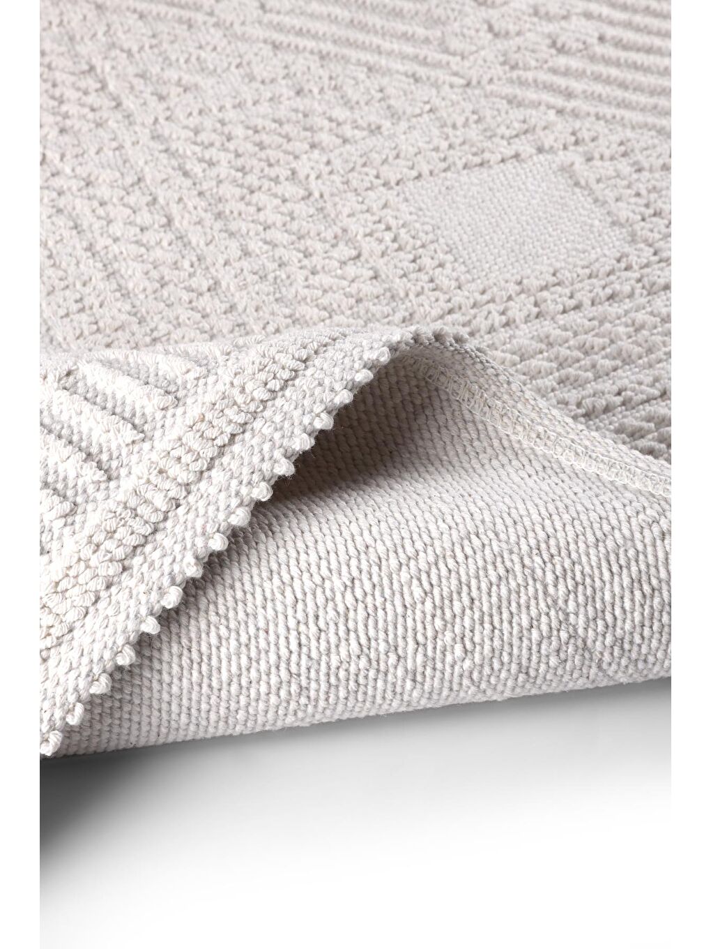 Ekru Bukle Bohem Doğal Pamuklu 2'li Banyo Paspas Seti 60X100+50X60 CM - EKRU-4