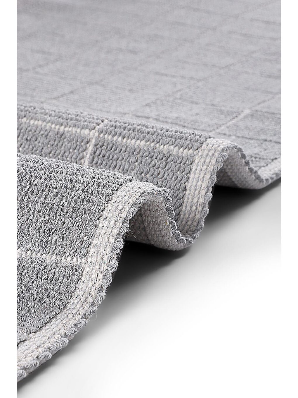 Grid Doğal Pamuklu 2'li Banyo Paspas Seti 60X100+50X60 CM GRİ-3