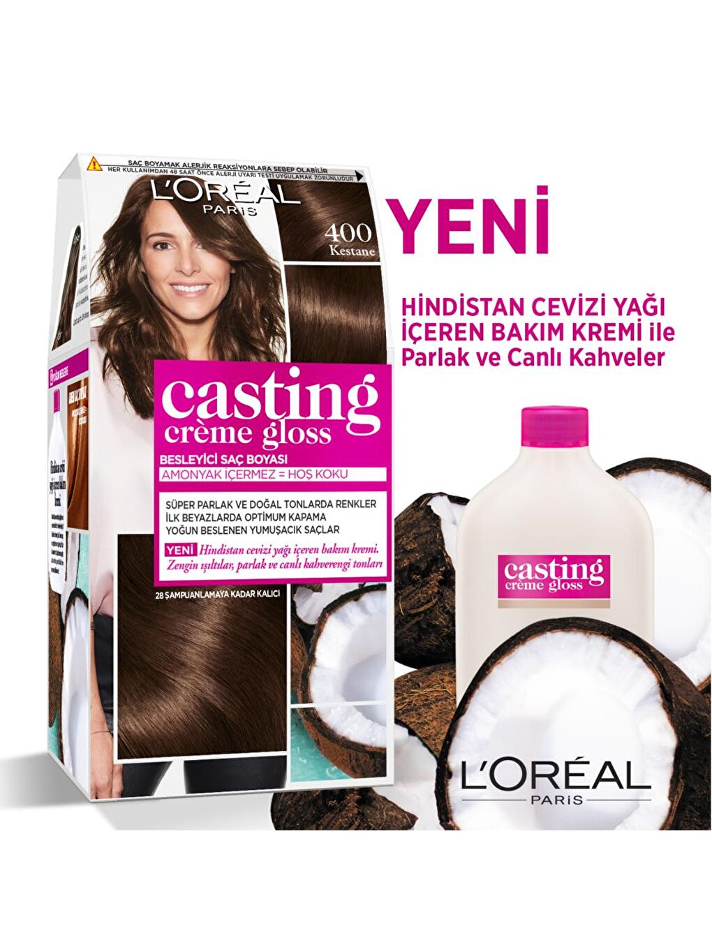 L'Oreal Paris Kahverengi Casting Crème Gloss Saç Boyası - 400 Kestane - 1