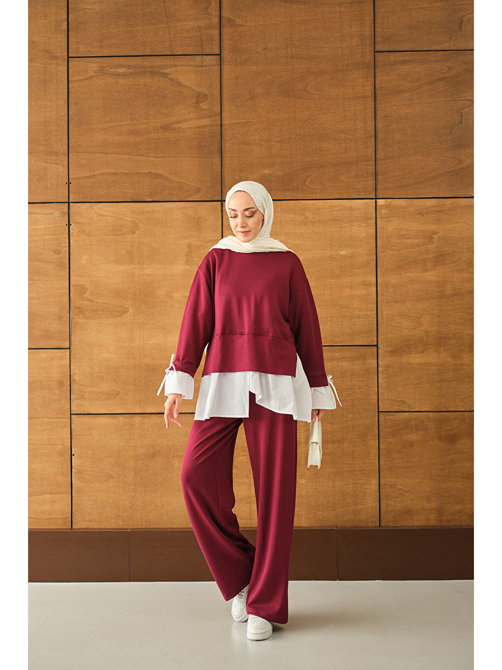Kadın Garnili İkili Takım Bordo-4