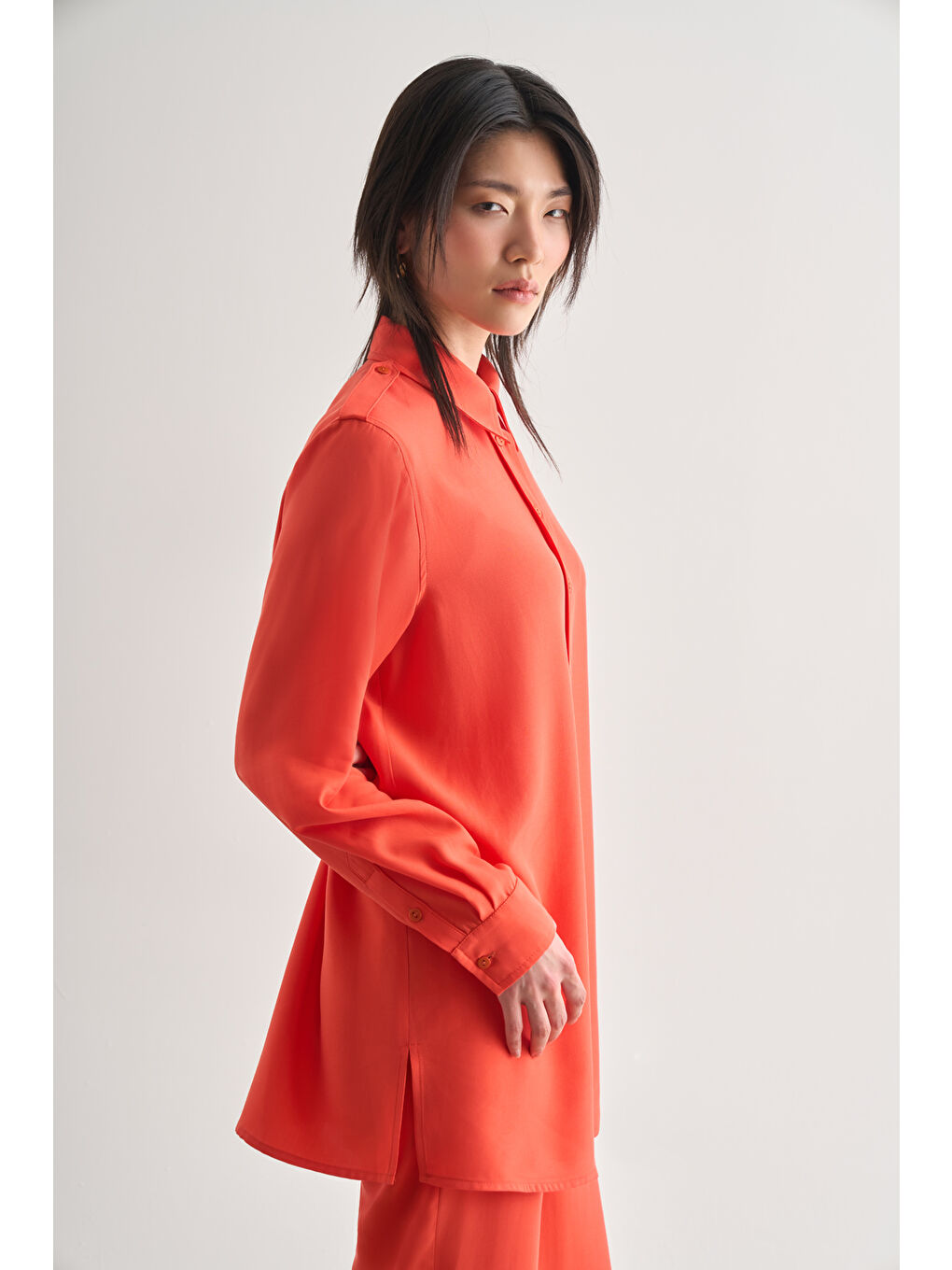 Kırmızı Modal Karışımlı Apoletli Nar Çiçeği Tunik-2