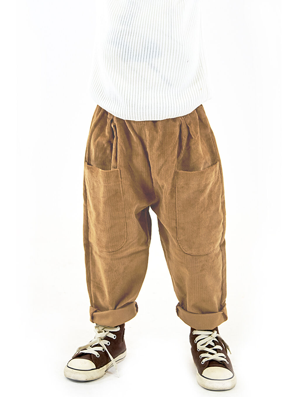 Sarı 2'li Paket Yumuşak Kadife Boyfriend Pantolon ( Camel&Siyah )-2