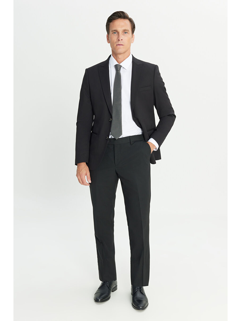 Erkek Siyah Ekstra Slim Fit Dar Kesim Kırlangıç Yaka Takım Elbise