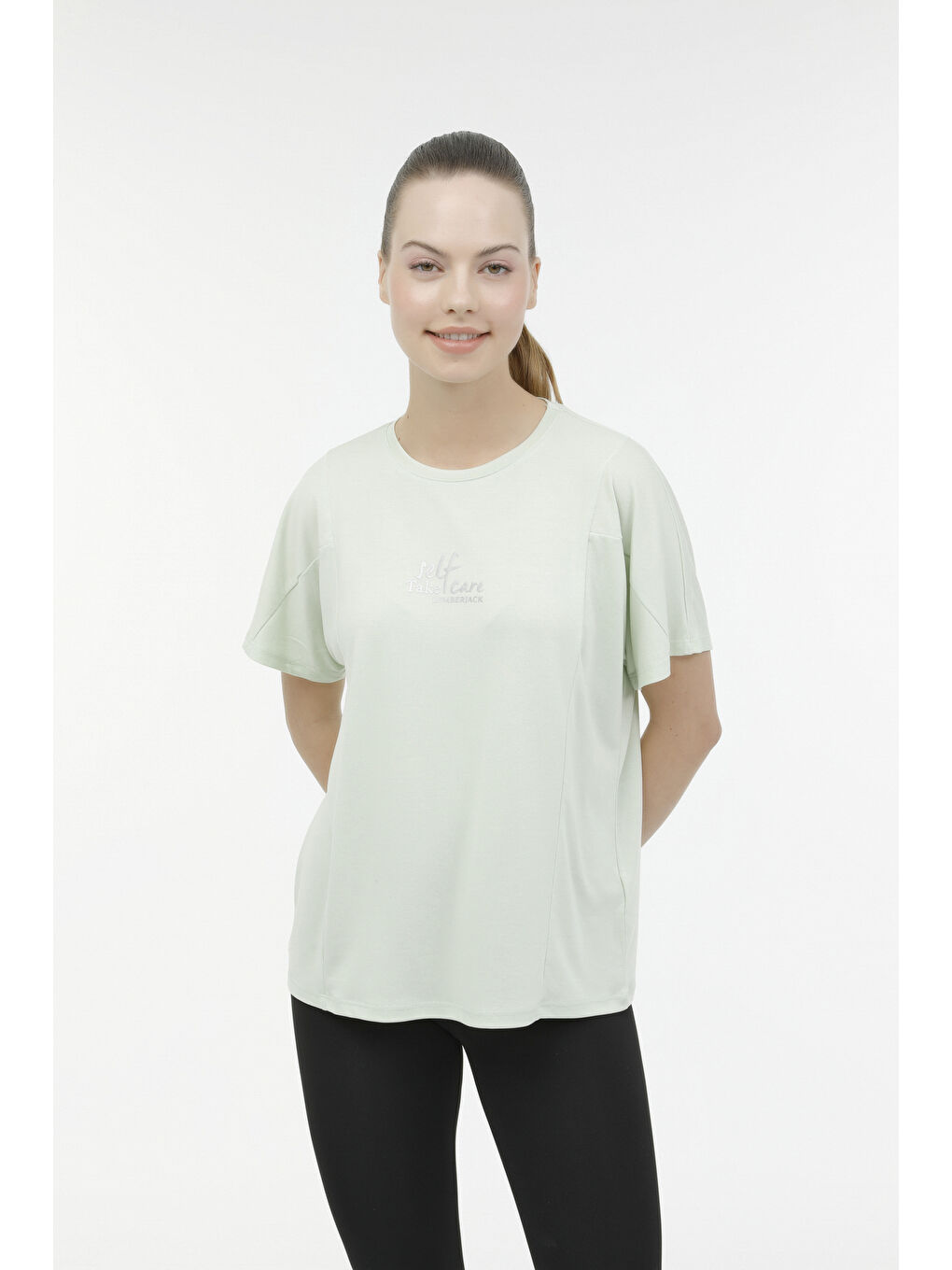 Yeşil WL JASMINE 11JCK2021 3FX PASTEL YESIL Kadın Kısa Kol T-Shirt