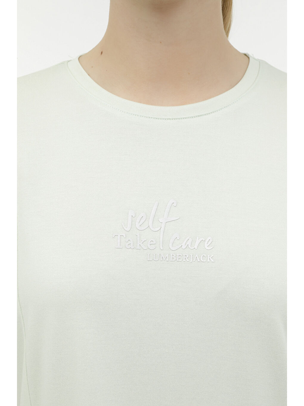Yeşil WL JASMINE 11JCK2021 3FX PASTEL YESIL Kadın Kısa Kol T-Shirt-3