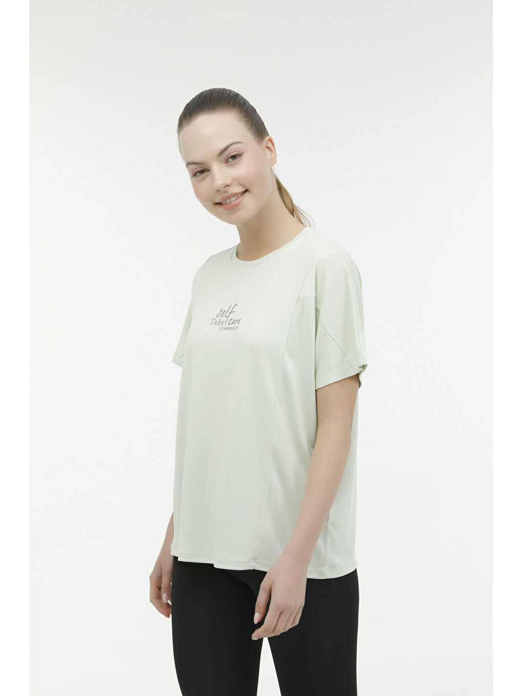 Yeşil WL JASMINE 11JCK2021 3FX PASTEL YESIL Kadın Kısa Kol T-Shirt-4
