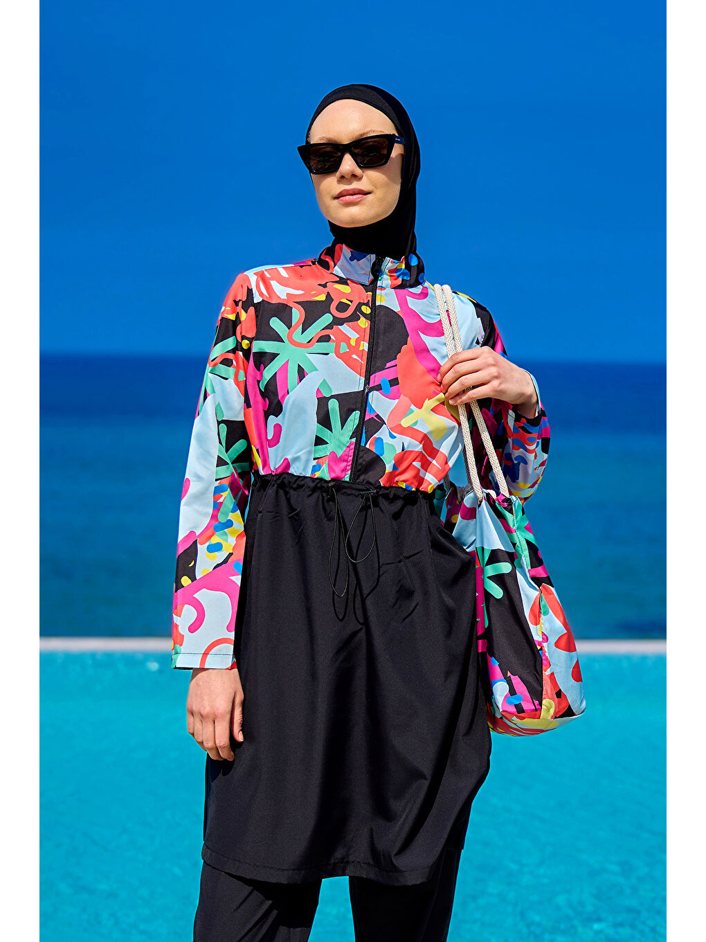 Rivamera Siyah Tam Kapalı Tesettür Mayo R2510