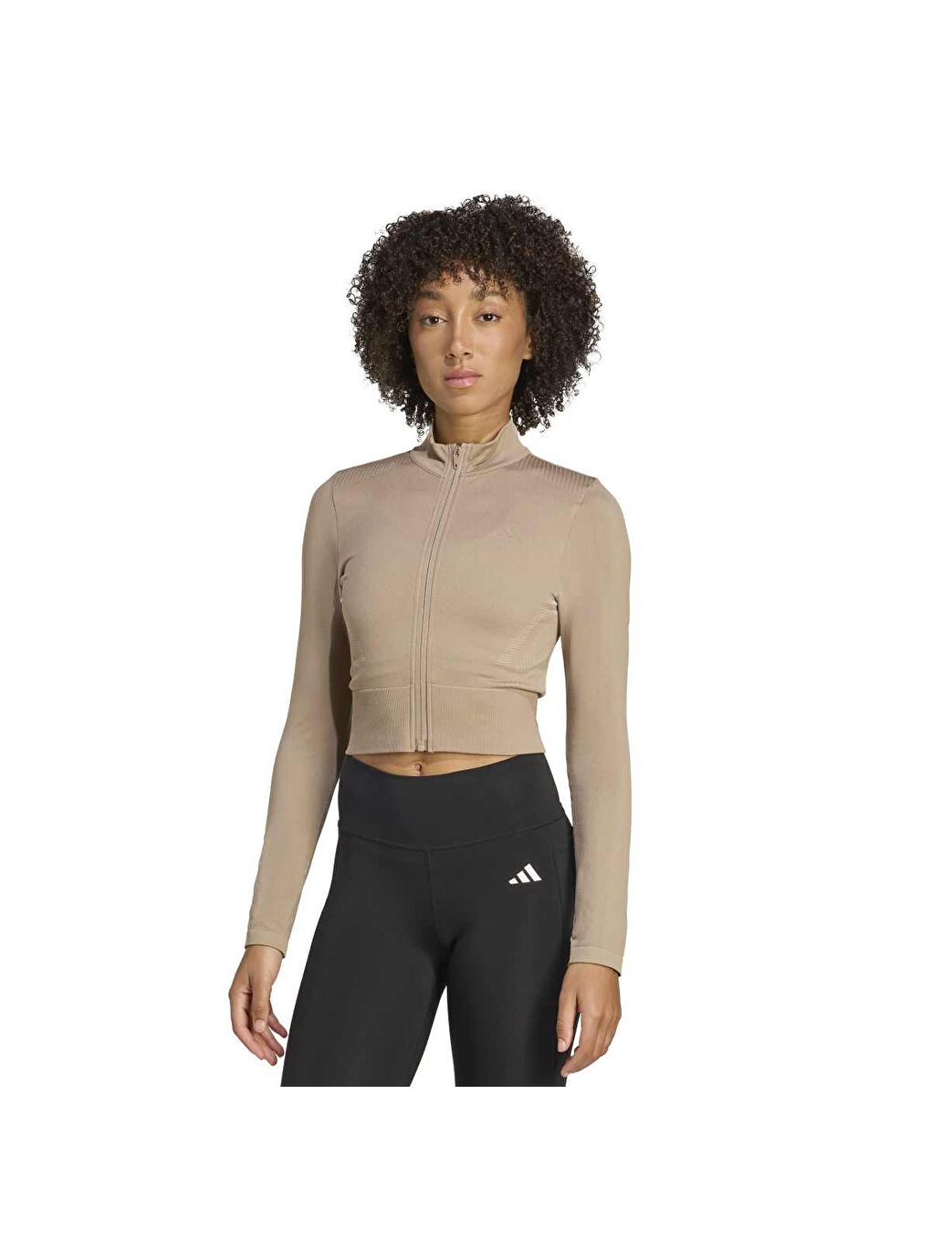 Workout Essentials Kadın Bej Dik Yaka Ceket