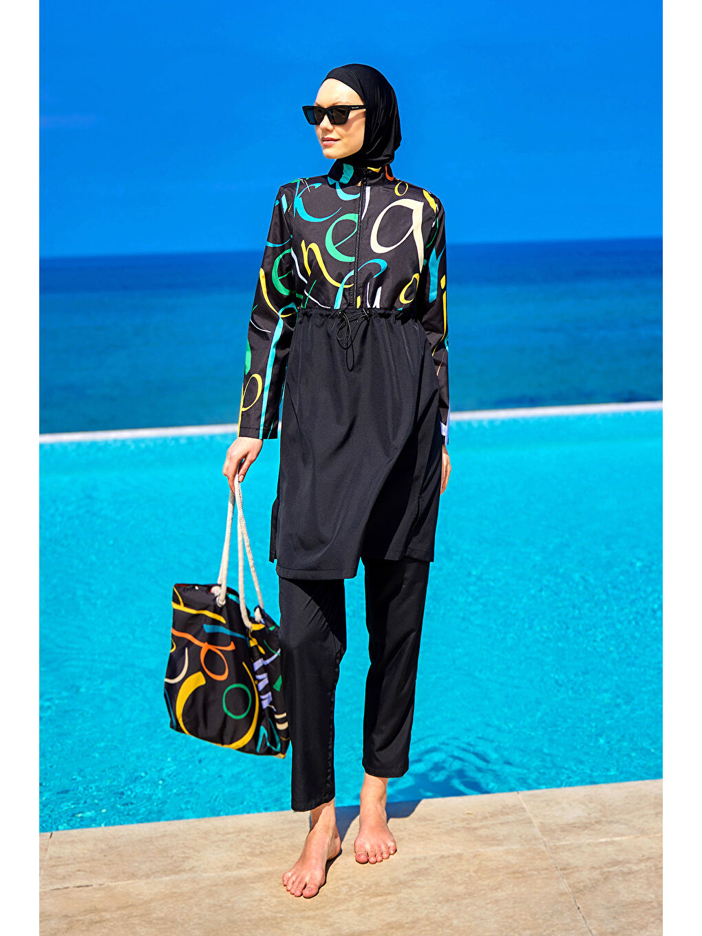 Rivamera Siyah Tam Kapalı Tesettür Mayo R2505-1