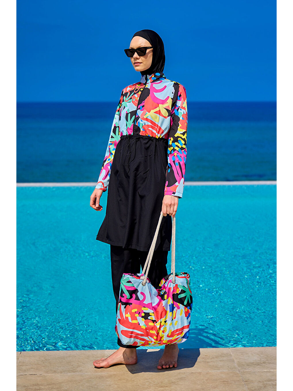 Rivamera Siyah Tam Kapalı Tesettür Mayo R2510-1