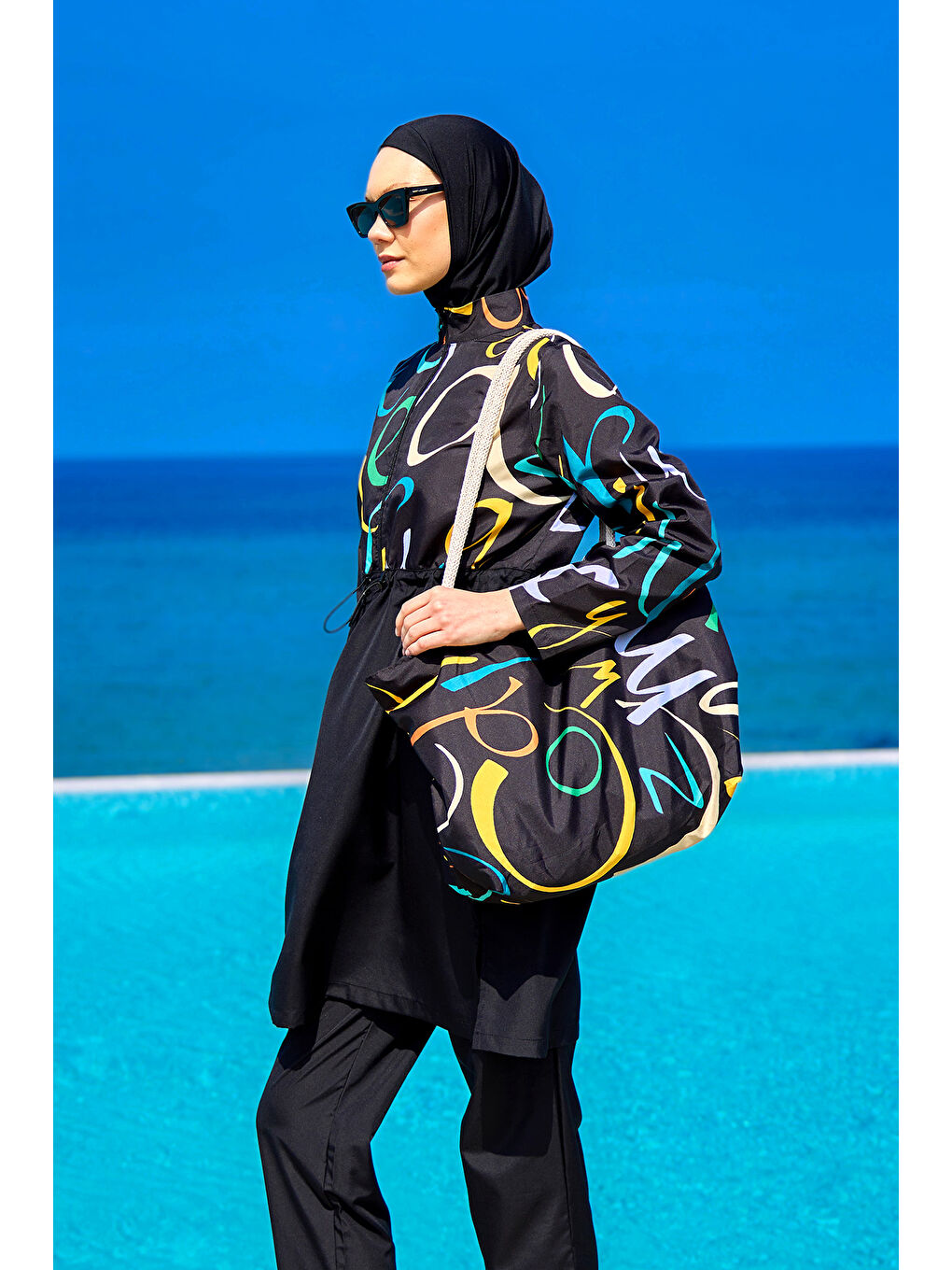 Rivamera Siyah Tam Kapalı Tesettür Mayo R2505-2