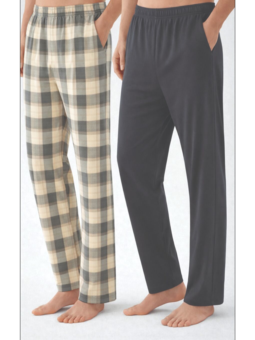 Gri Erkek Pamuklu 2'li Tek Alt Pijama