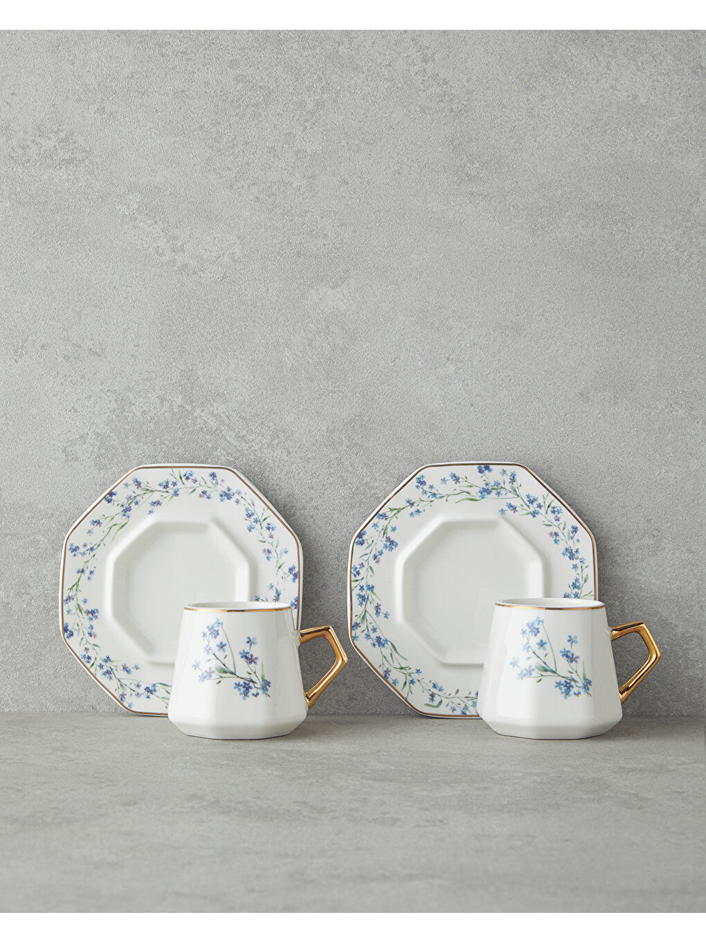 Lavendpetal New Bone China 12 Parça 6 Kişilik Kahve Fincan Takımı 80 ml Mavi-1