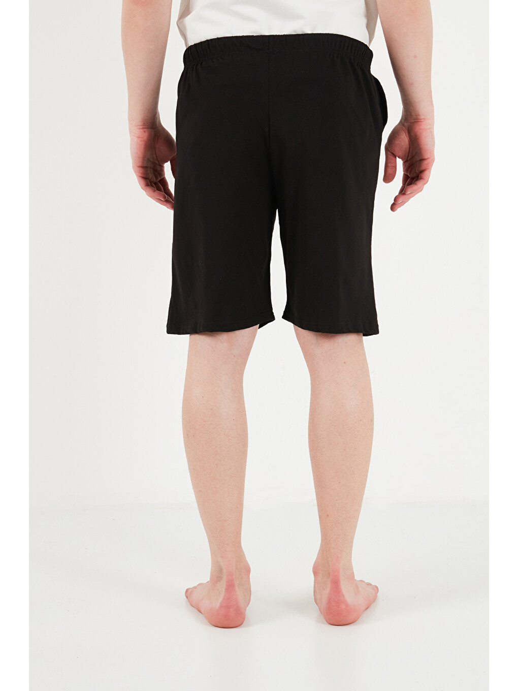 Siyah Pamuklu Regular Fit Bağlamalı Cepli Pijama Şort 6574004-6