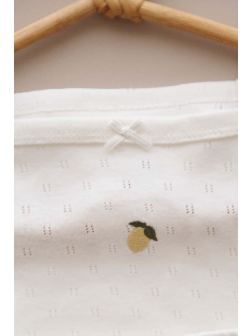 Ekru Limon Nakışlı İp Askılı Bebek Body-1