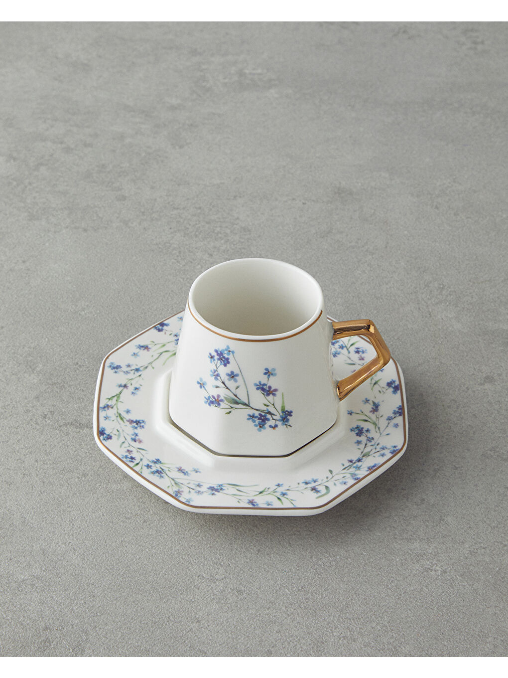 Lavendpetal New Bone China 12 Parça 6 Kişilik Kahve Fincan Takımı 80 ml Mavi-2