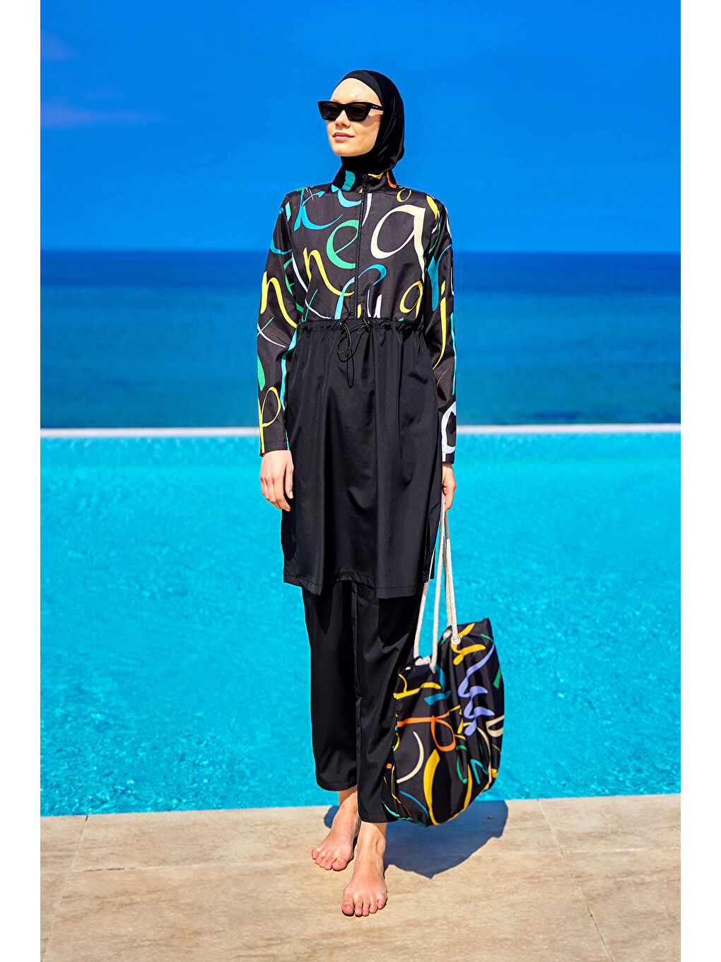 Rivamera Siyah Tam Kapalı Tesettür Mayo R2505-3