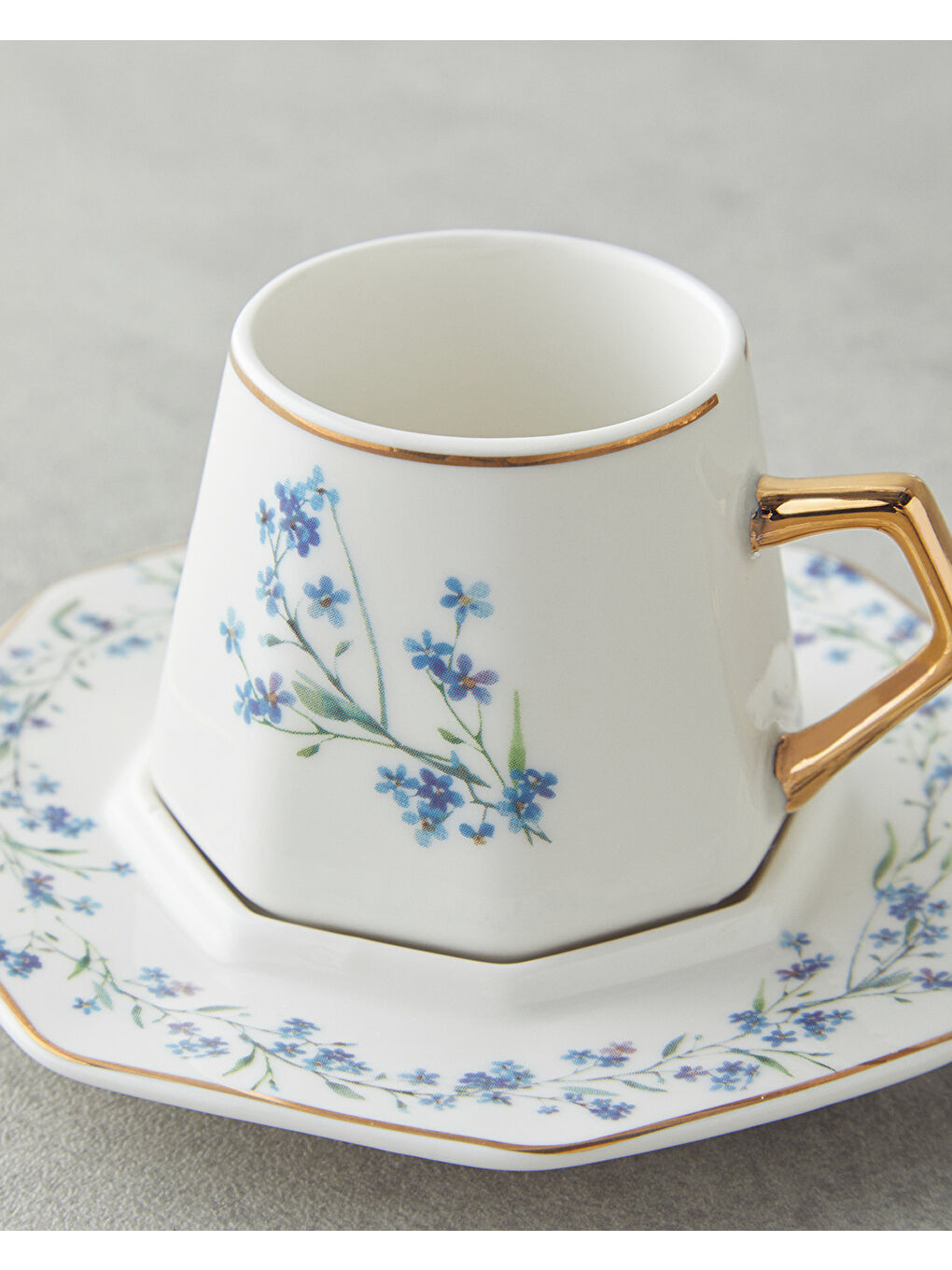 Lavendpetal New Bone China 12 Parça 6 Kişilik Kahve Fincan Takımı 80 ml Mavi-3